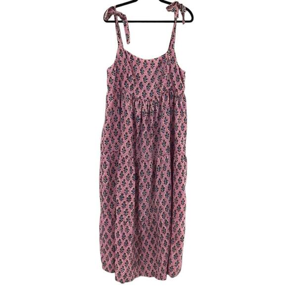 Emerson Fry India Collection Sara Tier Dress Day Flowers Aurora Pink Size Large - Picture 4 of 16